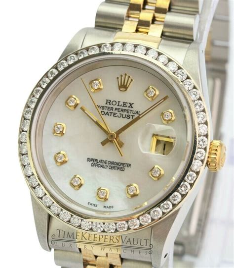 mens rolex 36mm datejust diamond watch|Rolex 36mm Datejust diamond bezel.